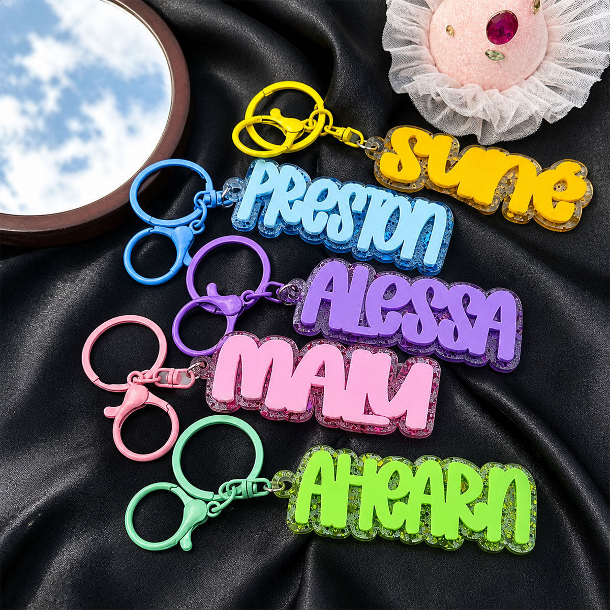 Llavero de acrílico personaliz - Initial Ring Custom reseña y precio